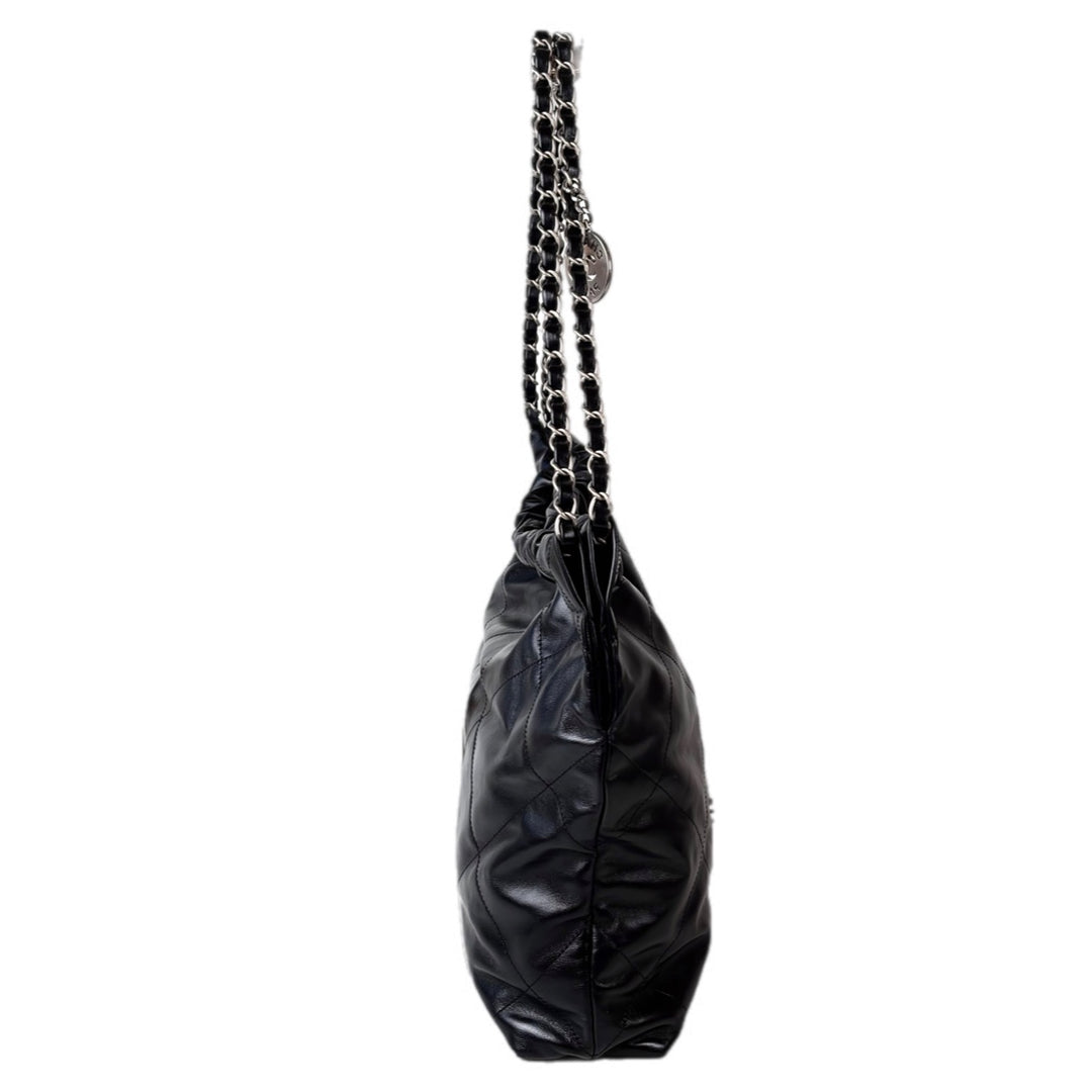 Chanel 22 Small Bag Black Calfskin Silver