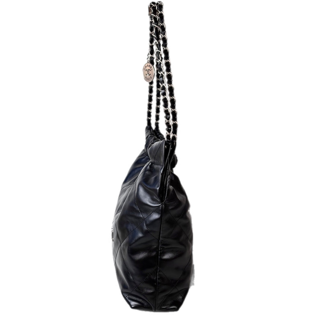 Chanel 22 Small Bag Black Calfskin Silver