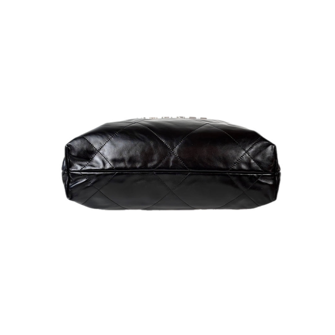 Chanel 22 Small Bag Black Calfskin Silver