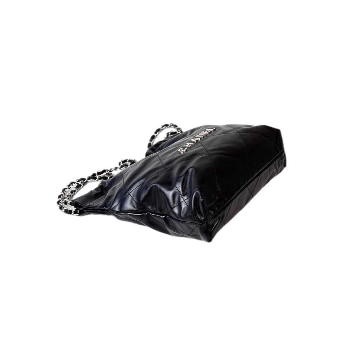 Chanel 22 Small Bag Black Calfskin Silver