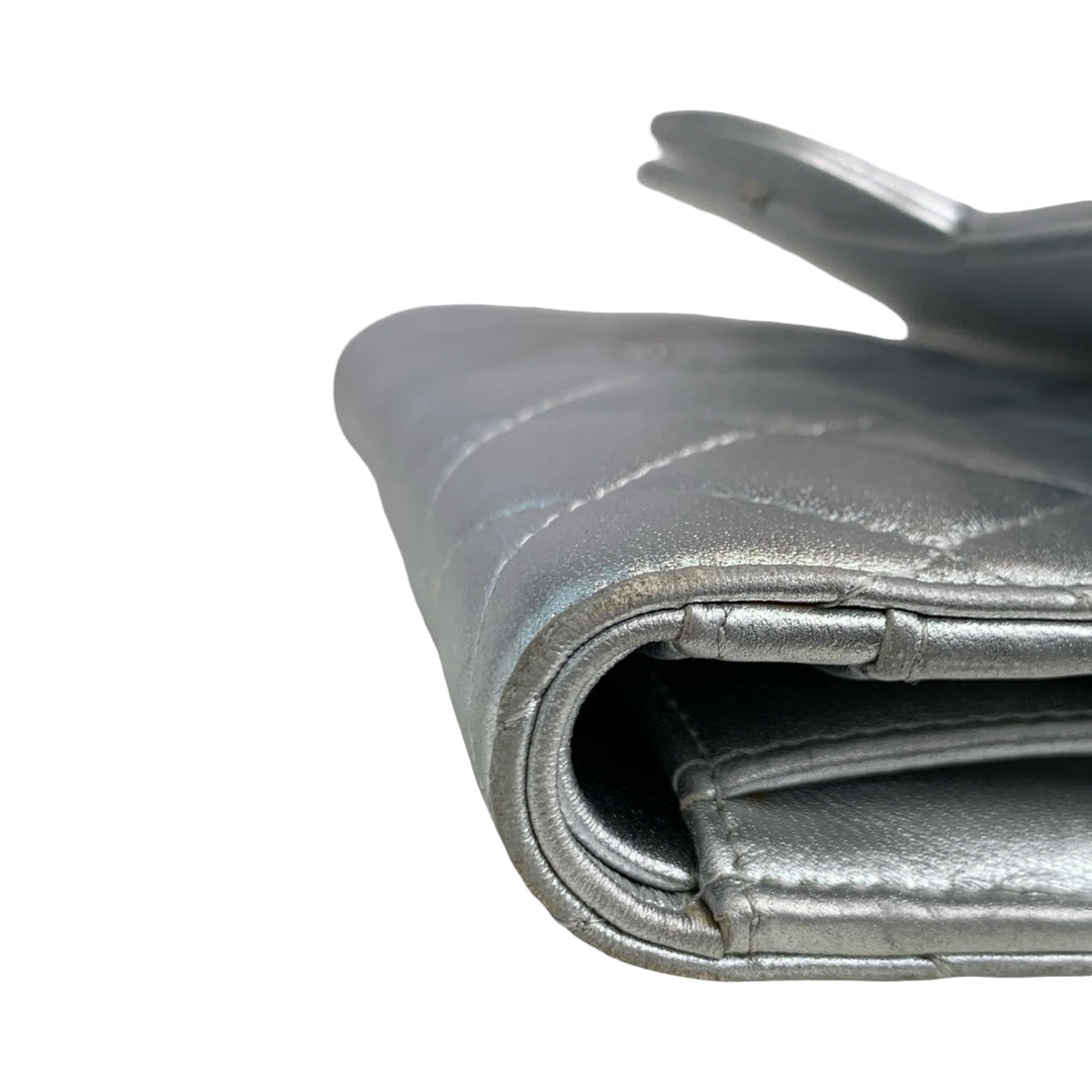 Pre-owned Chanel Silver CF Long Wallet in Calfskin - photo 10