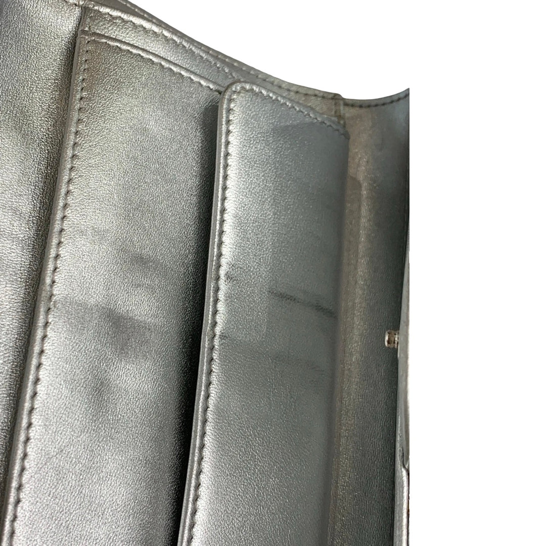 Pre-owned Chanel Silver CF Long Wallet in Calfskin - photo 12