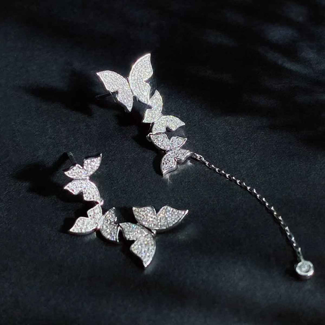 Natural White Diamond Asymmetry Butterfly Earrings D0.48ct,18K