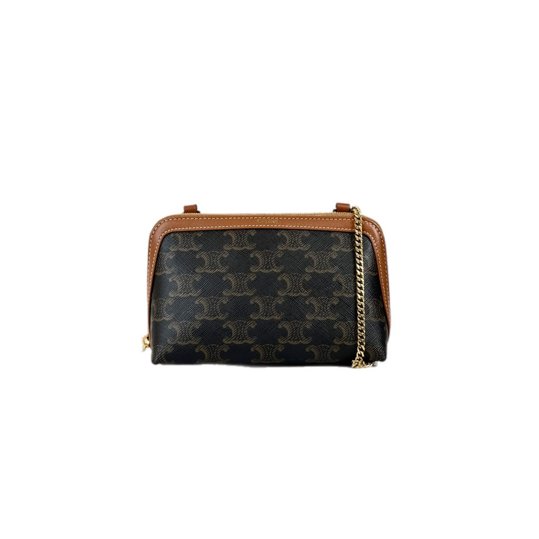 Celine Clutch on Chain Triomphe Coated Canvas Bag