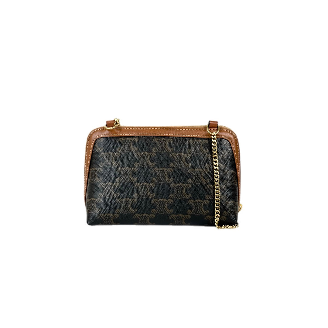 Celine Clutch on Chain Triomphe Coated Canvas Bag