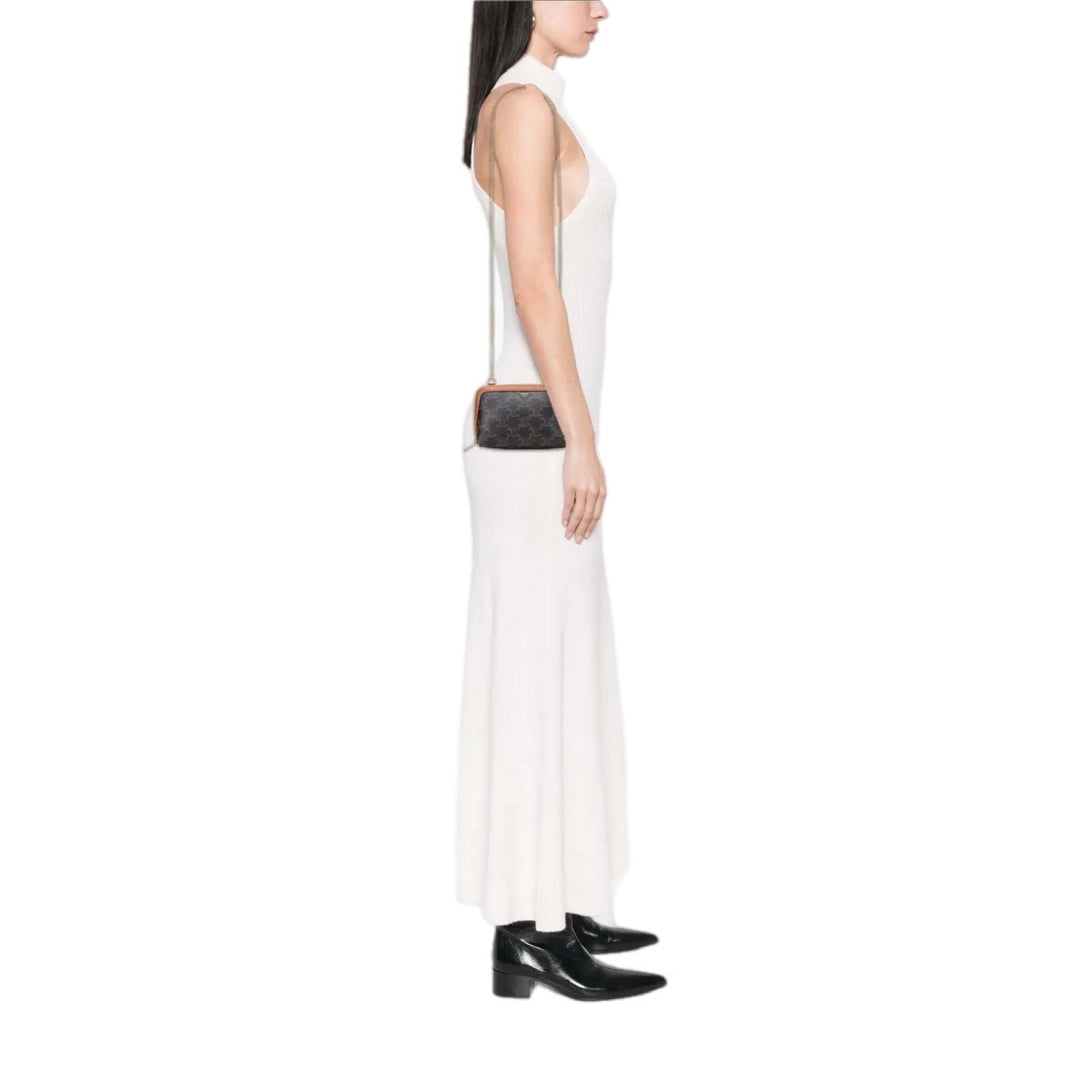 Celine Clutch on Chain Triomphe Coated Canvas Bag