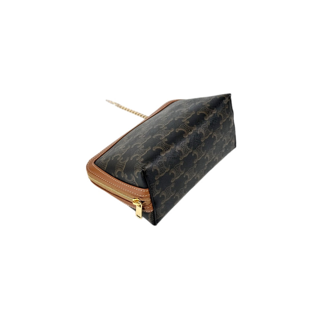 Celine Clutch on Chain Triomphe Coated Canvas Bag