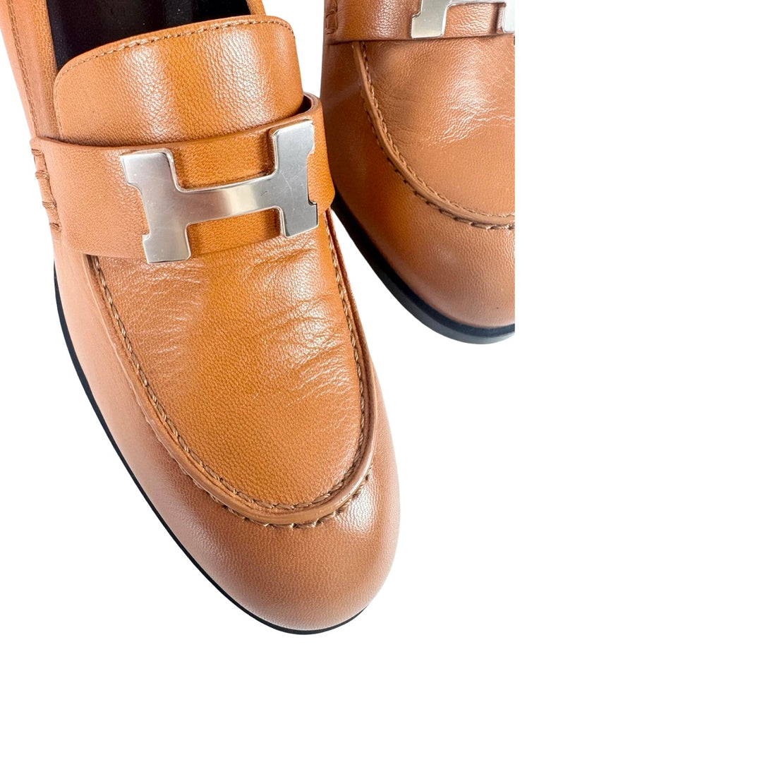Hermes Dauphine 70 Loafer Beige Shoes #38