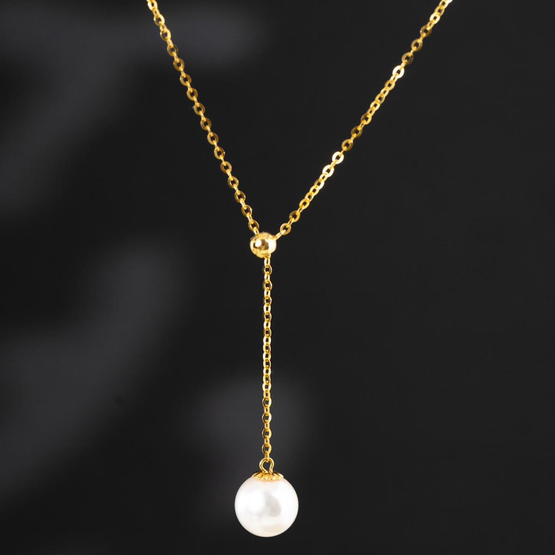 Natural Akoya Pearl Adjustable Necklace 8.7mm, 18K Gold