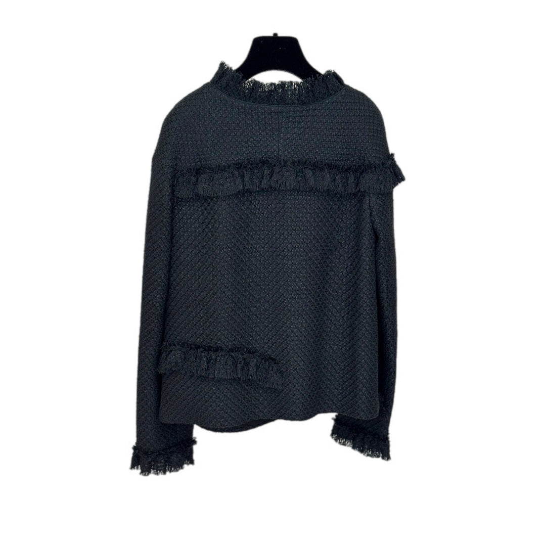 Chanel Black Cotton Ruffled Jacket