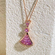 Natural Pink Sapphire Diamond Necklace D1.57ct d0.11ct. 18K