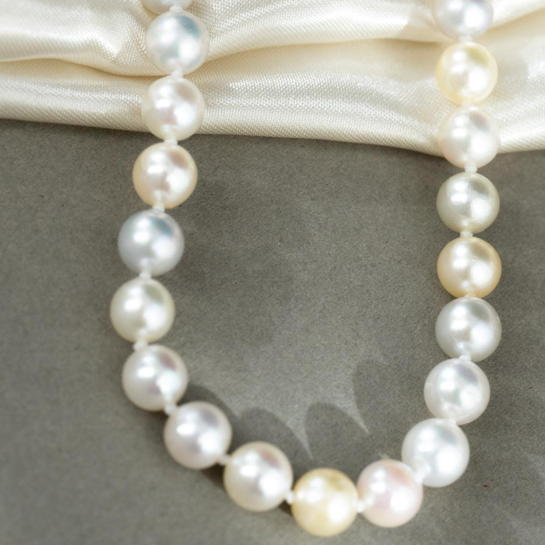 Natural Multi Akoya Pearl Necklace 6.5-7mm, S925 Silver