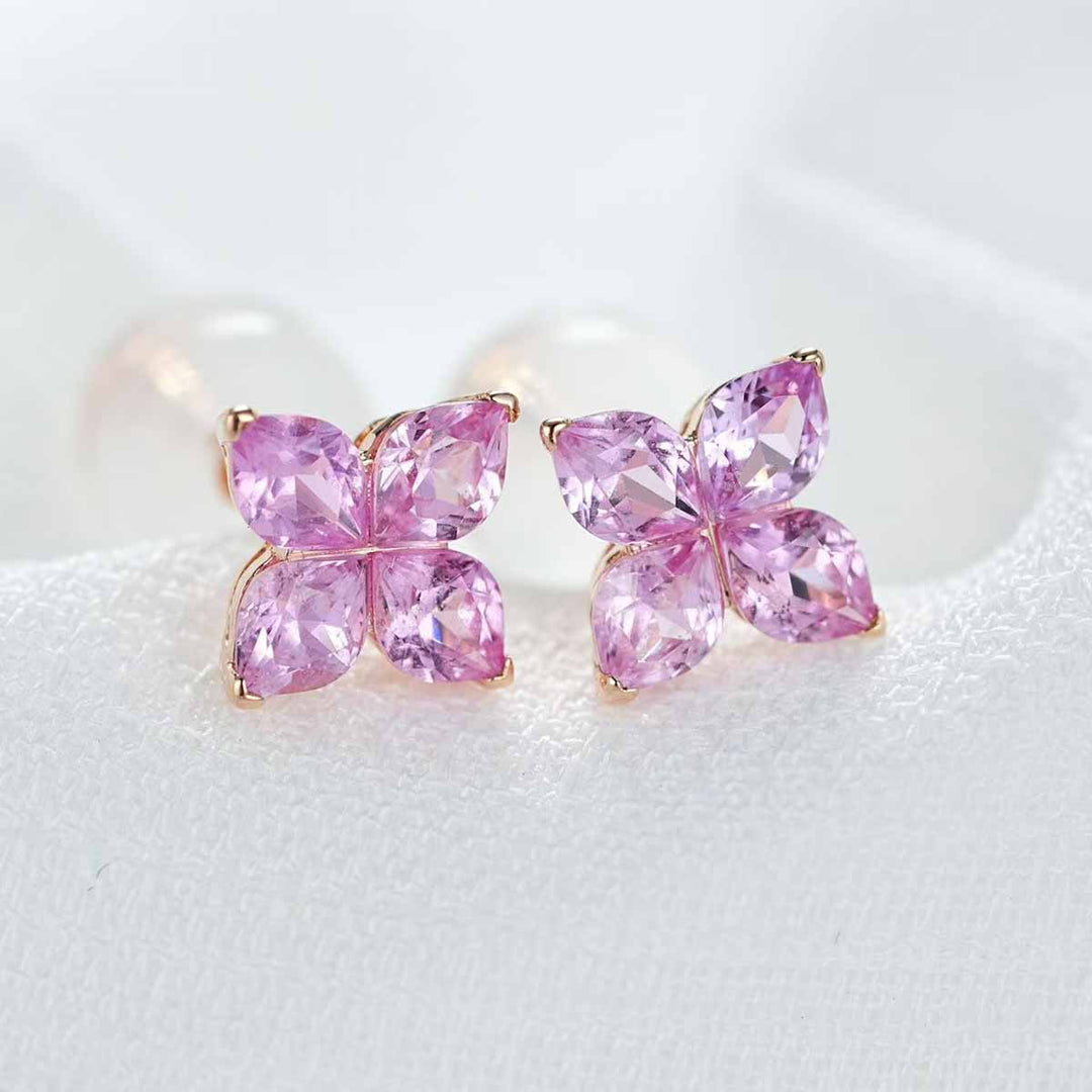 Natural Pink Sapphire Earrings D0.74ct. 18K
