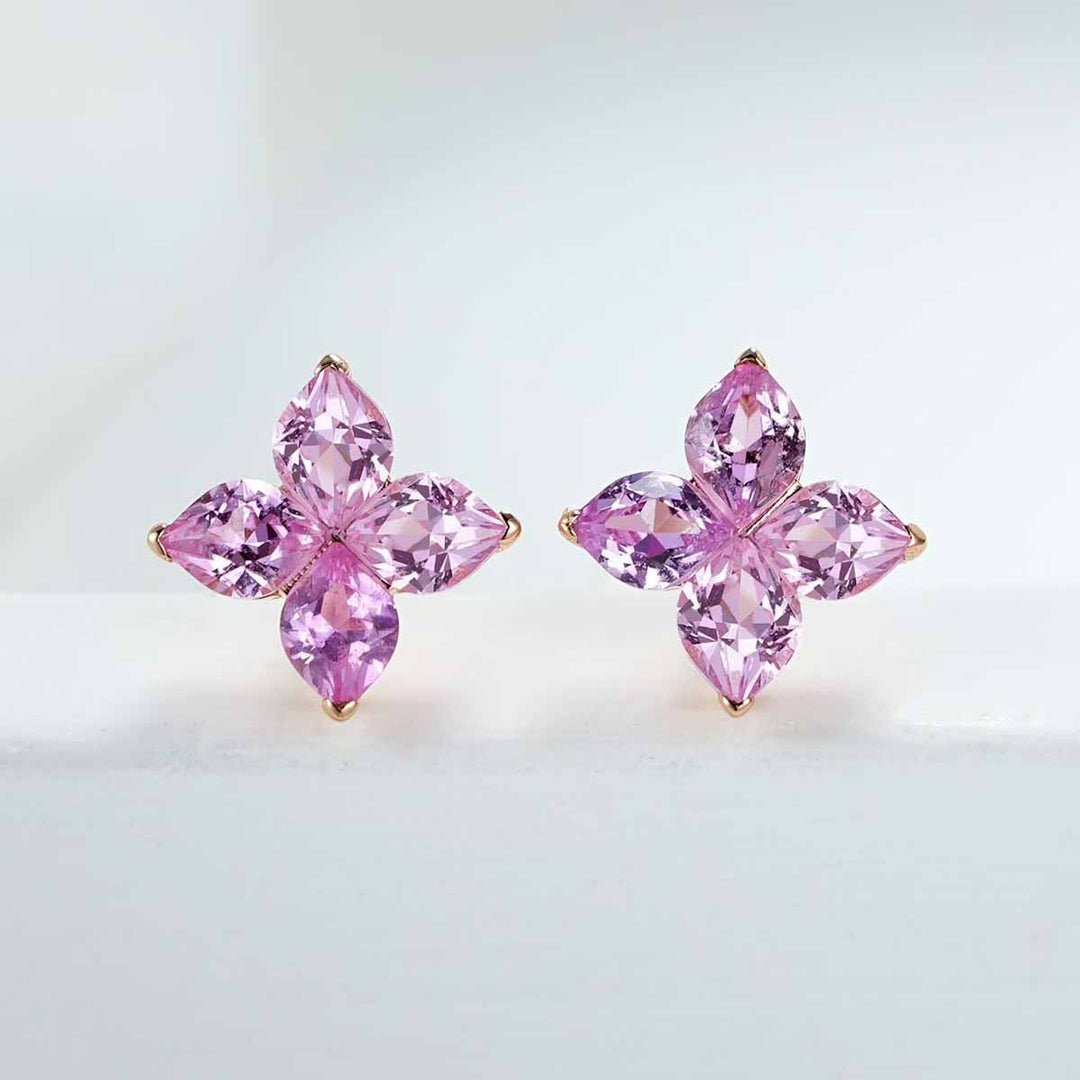 Natural Pink Sapphire Earrings D0.74ct. 18K