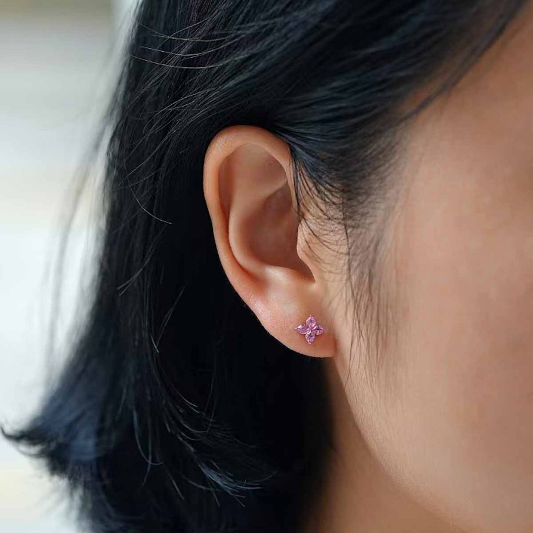 Natural Pink Sapphire Earrings D0.74ct. 18K