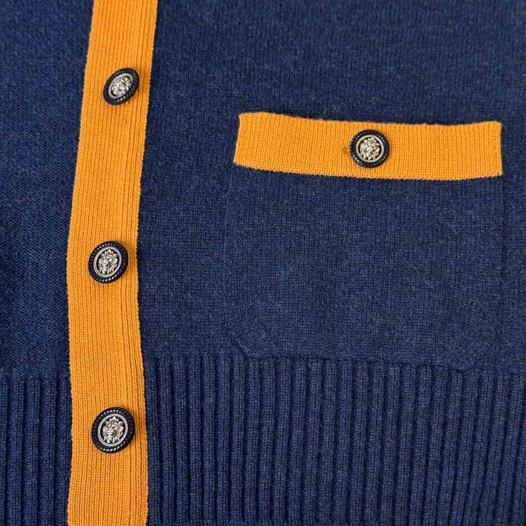 Chanel 14B Mustard Trim Button Cardigan #38
