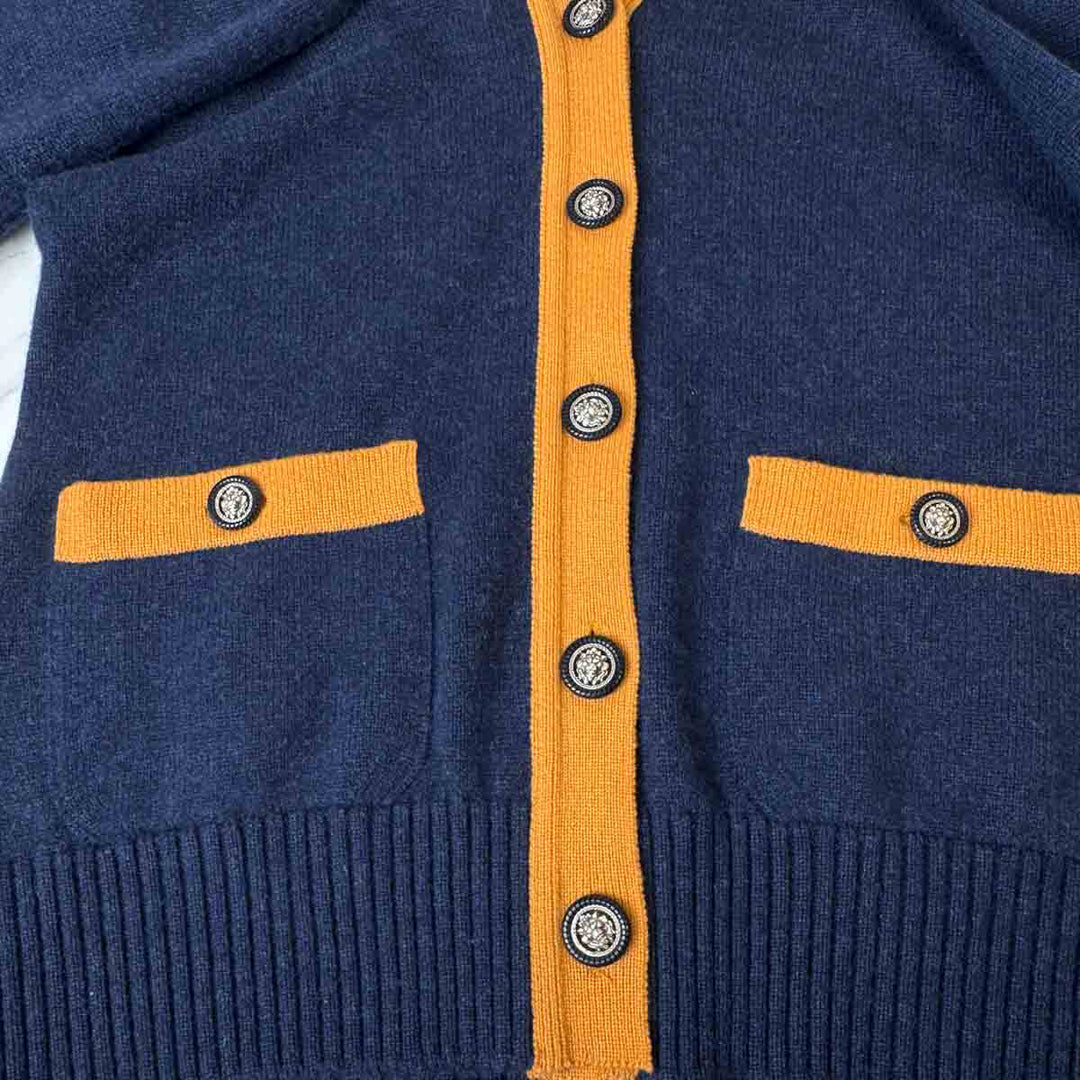 Chanel 14B Mustard Trim Button Cardigan #38