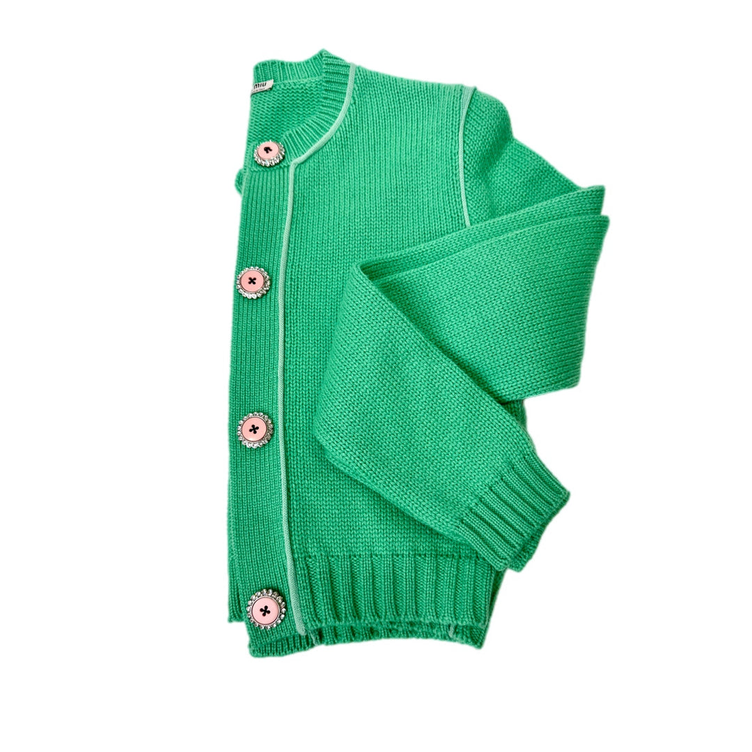 Miumiu Green Embellished Cashmere Cardigan #36