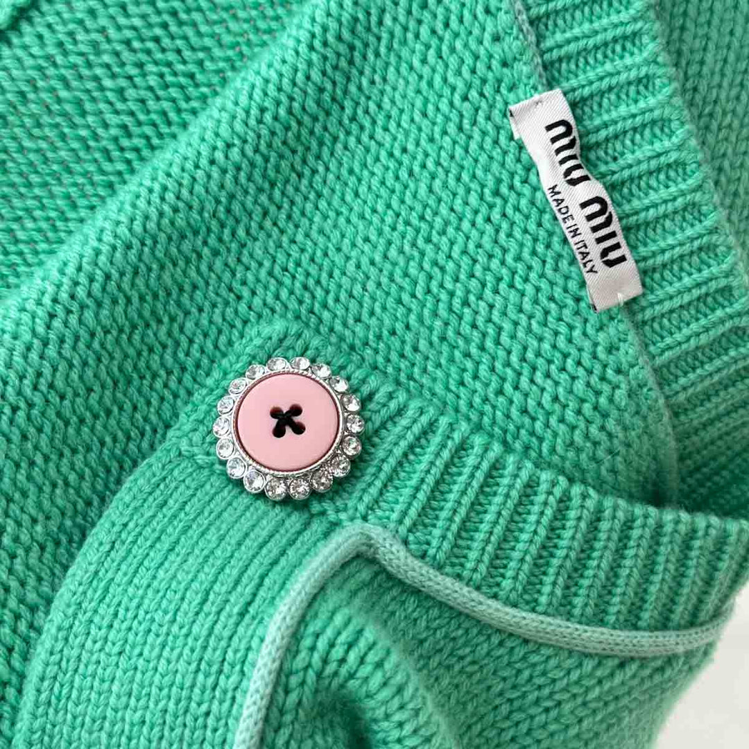 Miumiu Green Embellished Cashmere Cardigan #36