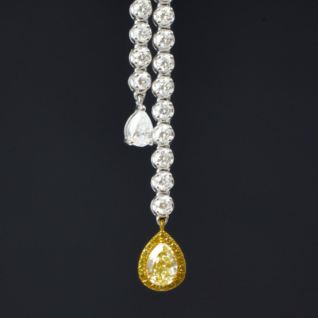 Natural Yellow & White Diamond Necklace D0.4+0.2ct d3.10ct, 18K Gold Main Stone