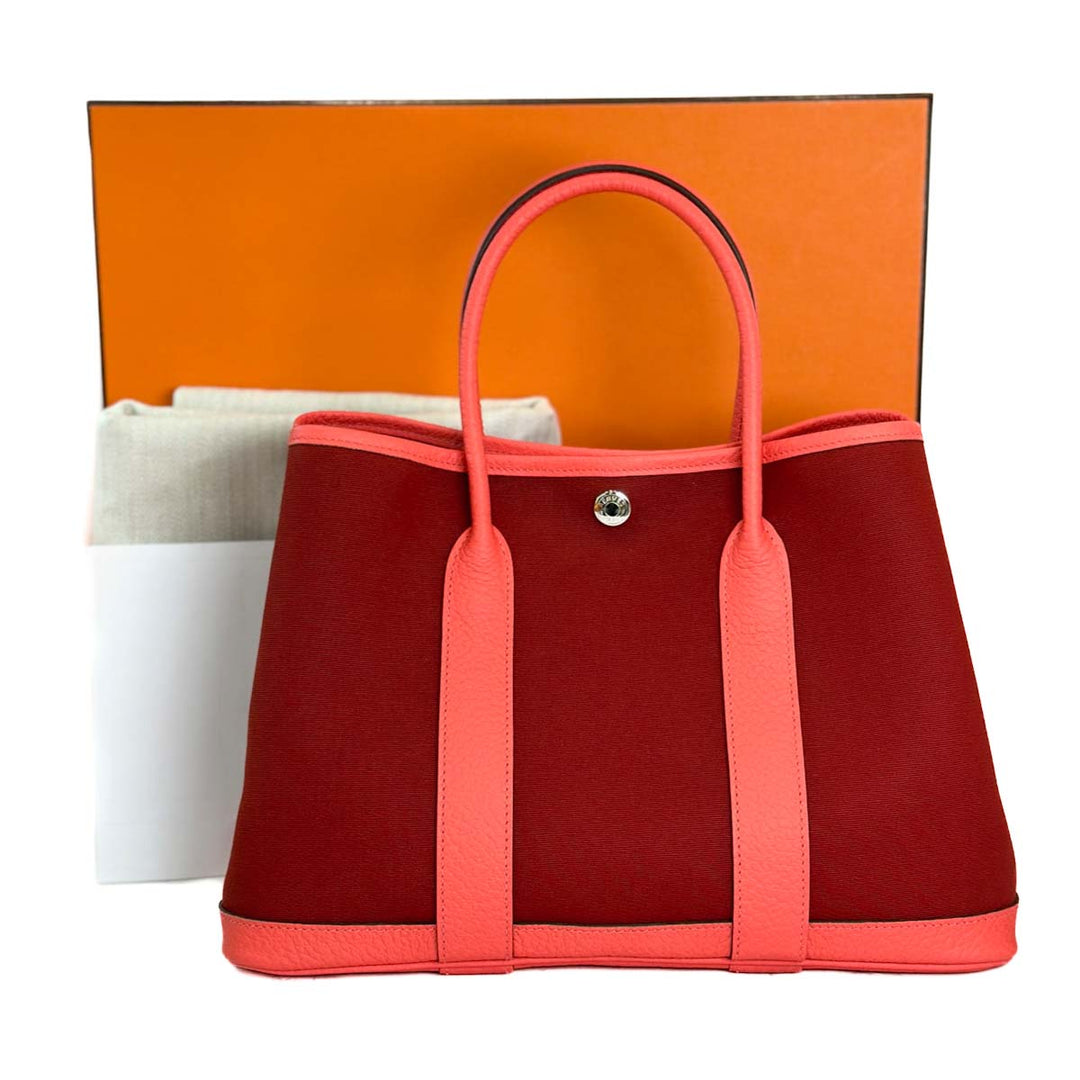 Hermes Garden Party 30 Rouge Canvas