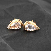 Natural Pear Morganite Diamond Earrings D3.755ct. 18K