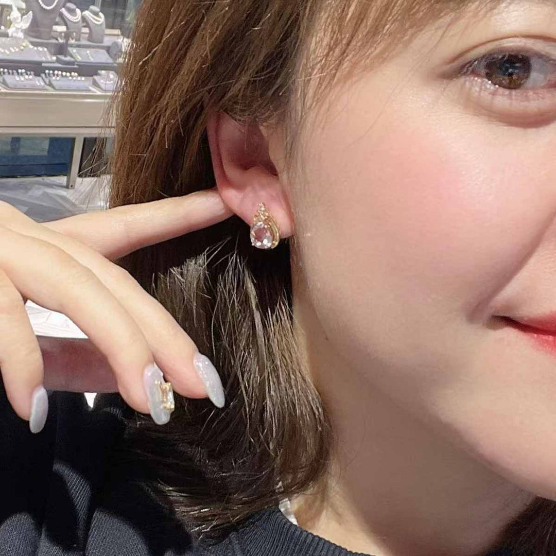 Natural Pear Morganite Diamond Earrings D3.755ct. 18K