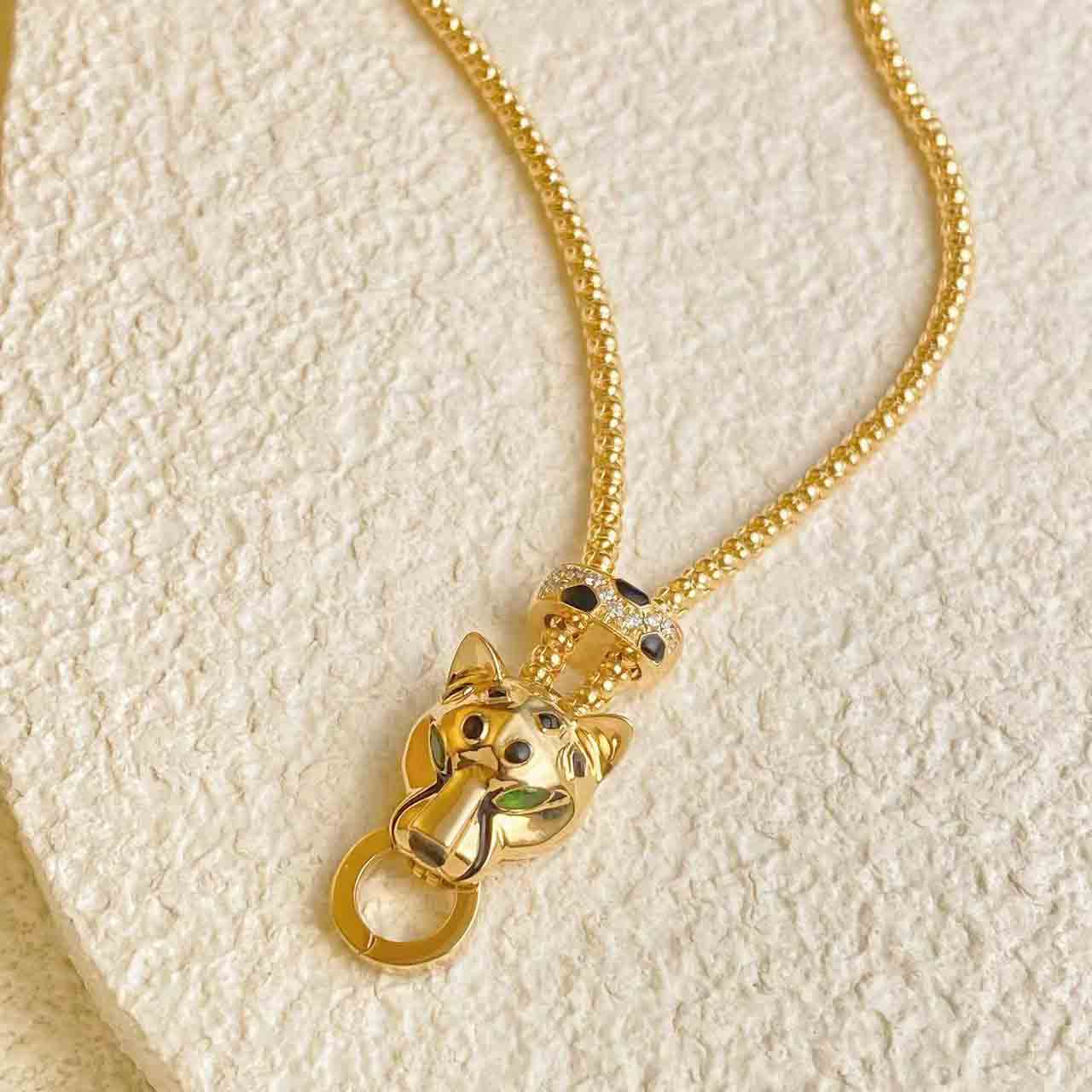 Tsavorite Diamond Panther Necklace