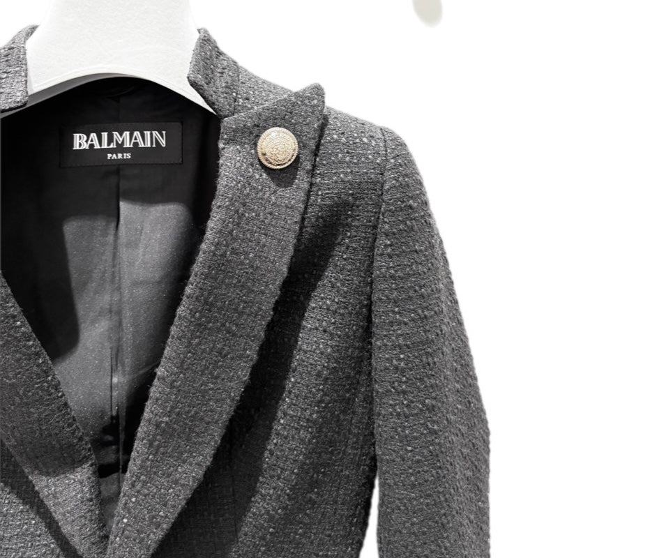 Balmain Black Tweed Blazer Size 34