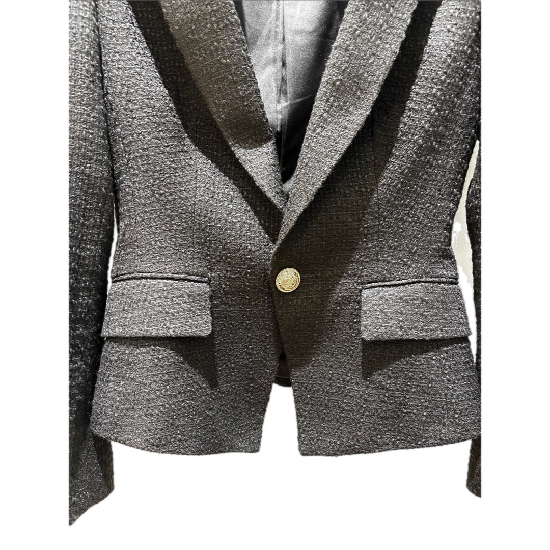 Balmain Black Tweed Blazer Size 34