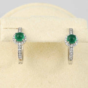 Natural Columbia Emerald Diamond Earrings D0.6ct. 18K