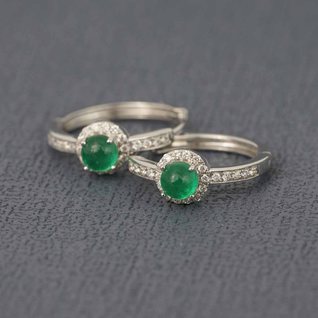 Natural Columbia Emerald Diamond Earrings D0.6ct. 18K
