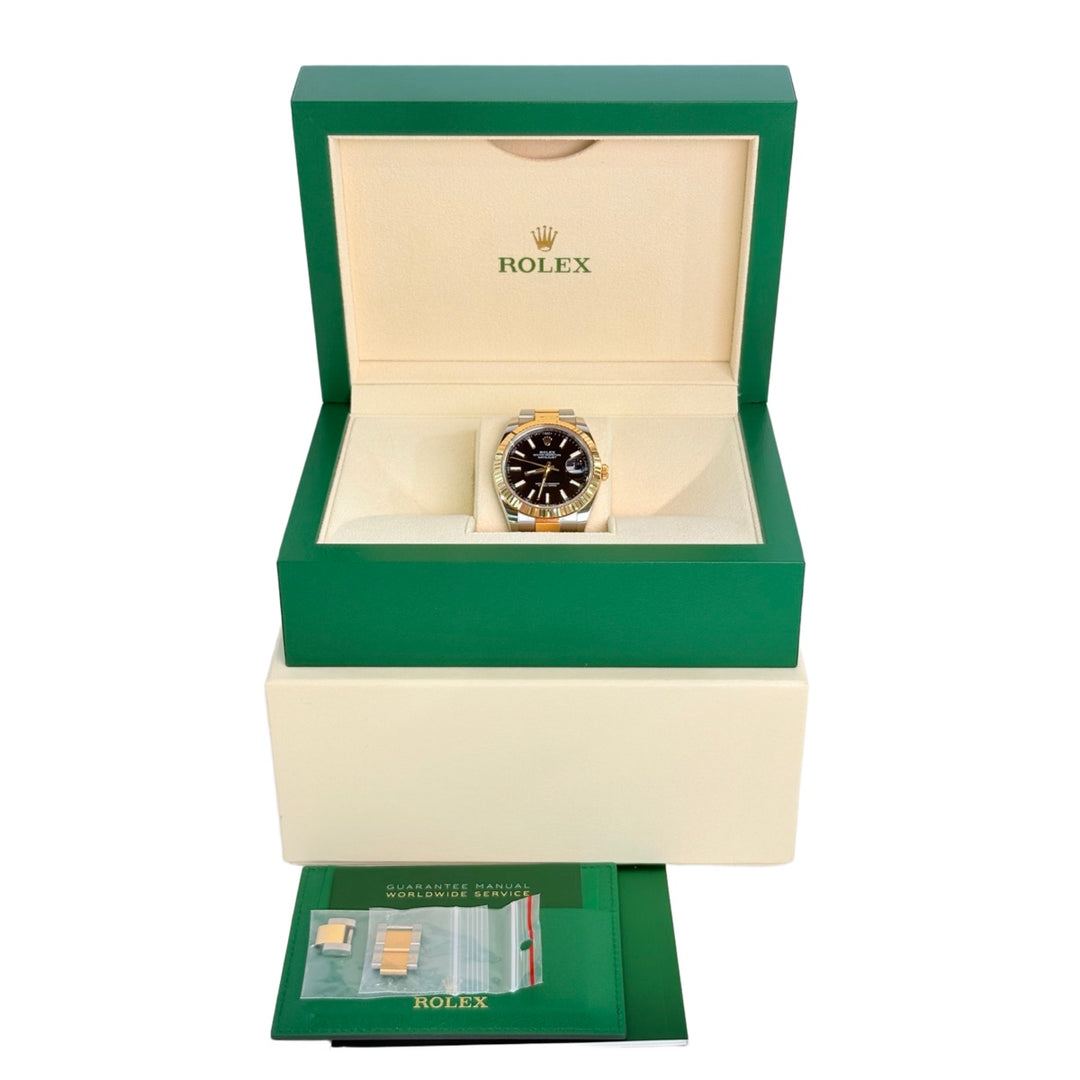 Rolex Datejust 41 mm Black Dial Oystersteel and Yellow Gold