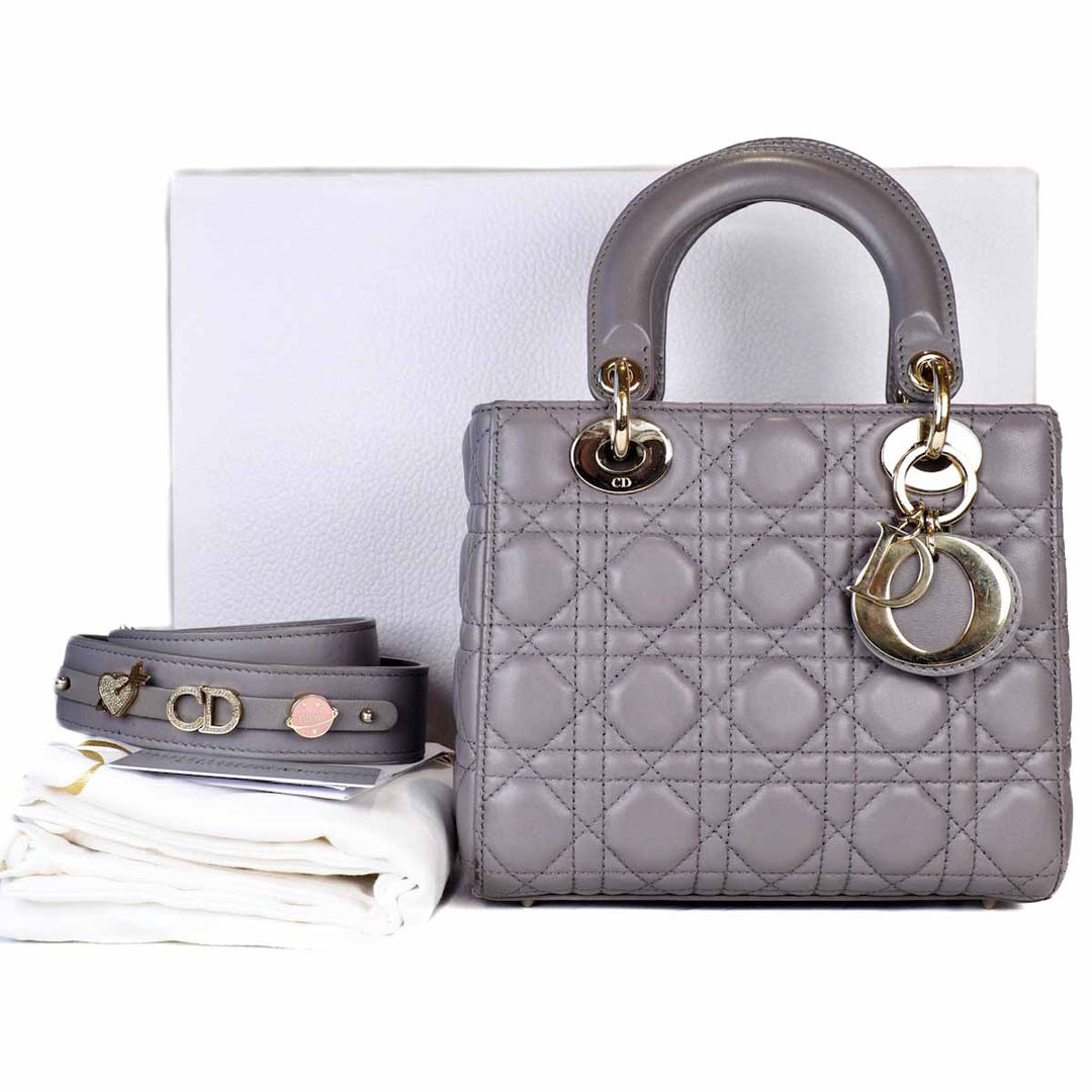 Dior Lady Dior Small Grey Bag