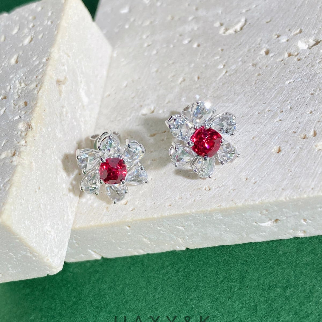 Natural Jedi Spinel Diamond Earrings D0.95ct d0.77ct. 18K Gold