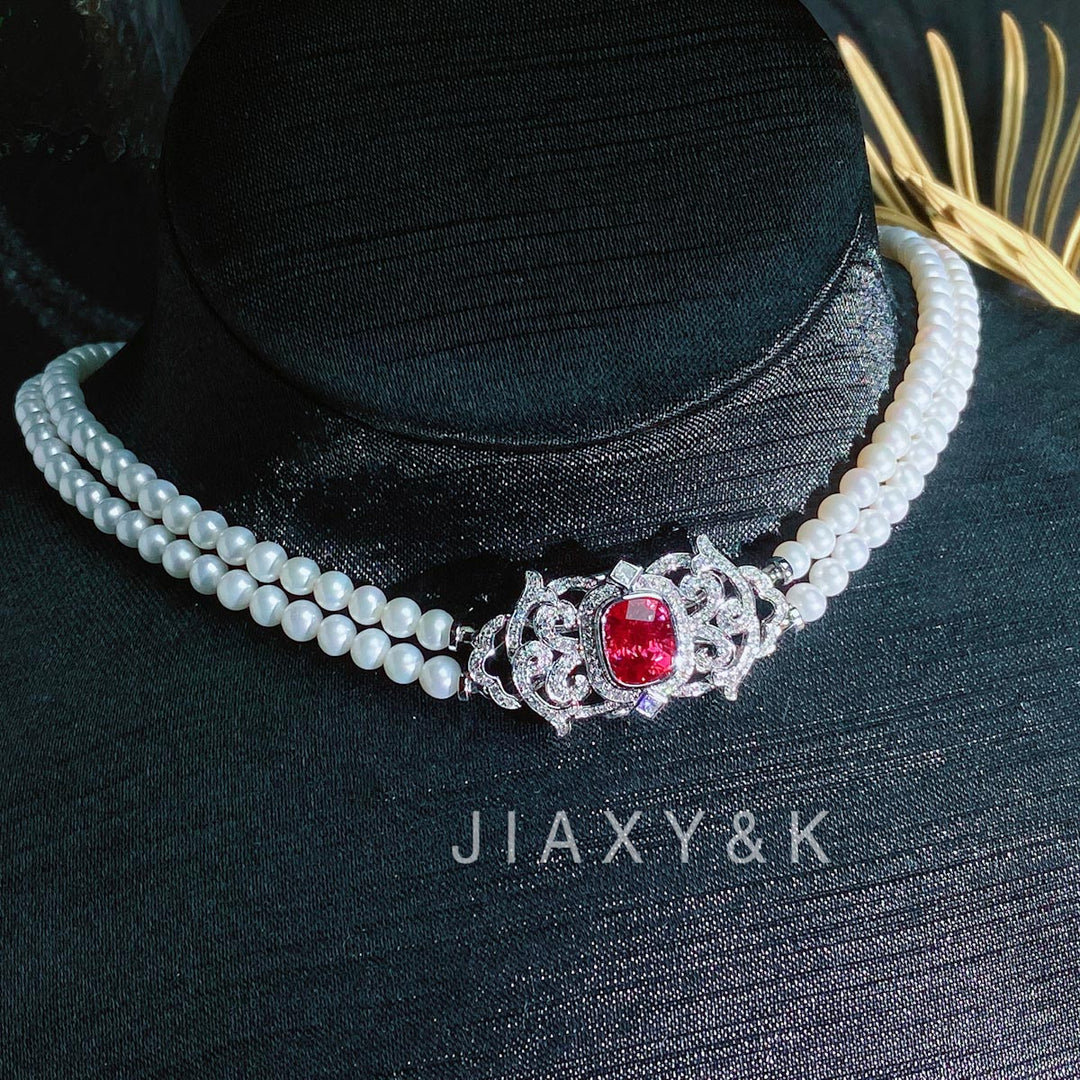 Natural Burma Jedi Spinel Diamond Necklace D2.98ct d0.78ct. 18K Gold No Heat