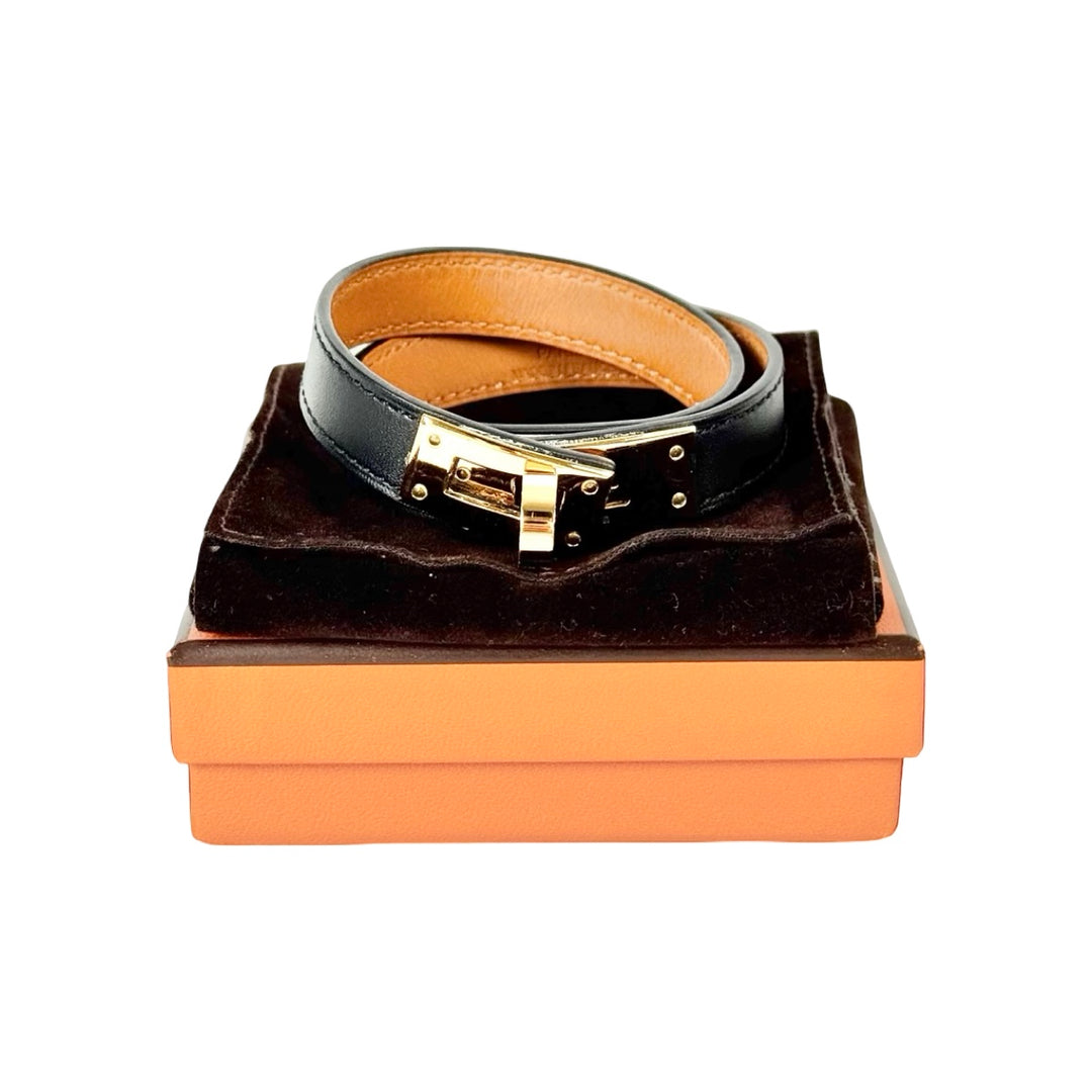 Hermes Black Kelly Double Tour Bracelet