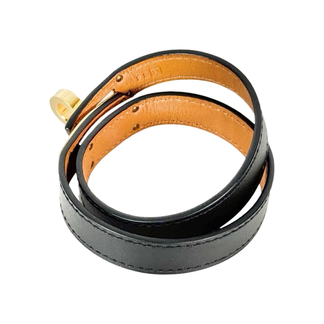 Hermes Black Kelly Double Tour Bracelet