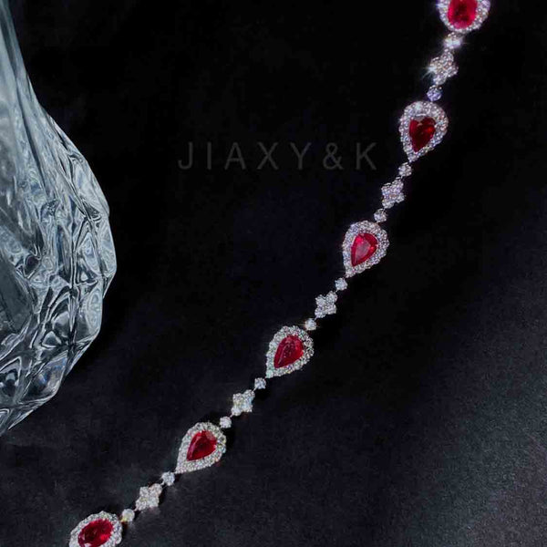 Ruby Diamond Bracelet 18K Gold Burma Pigeon Blood - Jiaxyk