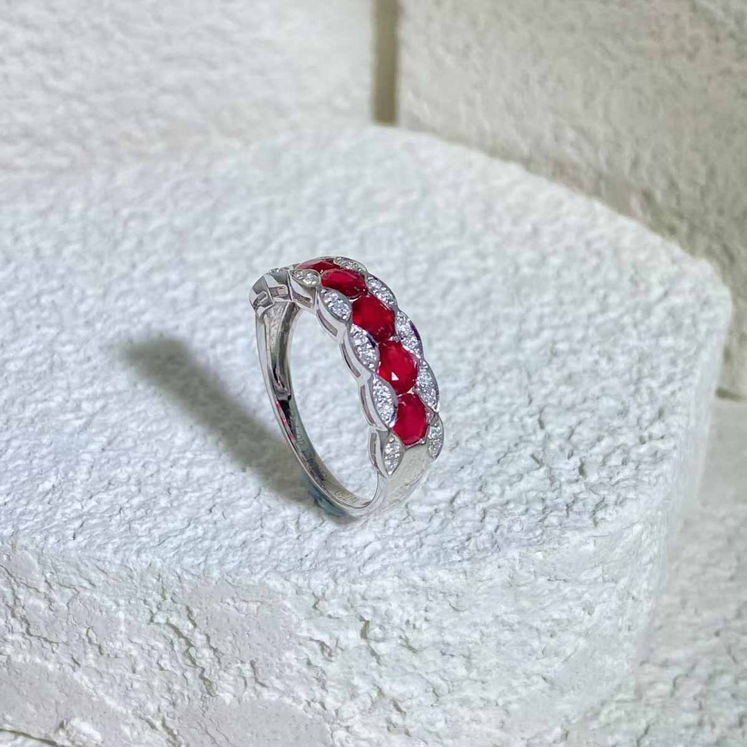 Natural Ruby Eternity Ring D1.04ct d0.17ct Diamond Band – 18K Gold