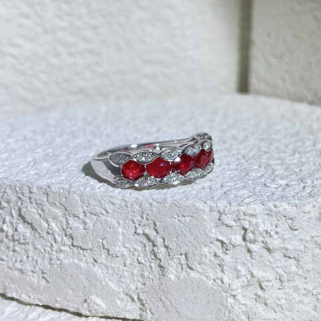 Natural Ruby Eternity Ring D1.04ct d0.17ct Diamond Band – 18K Gold