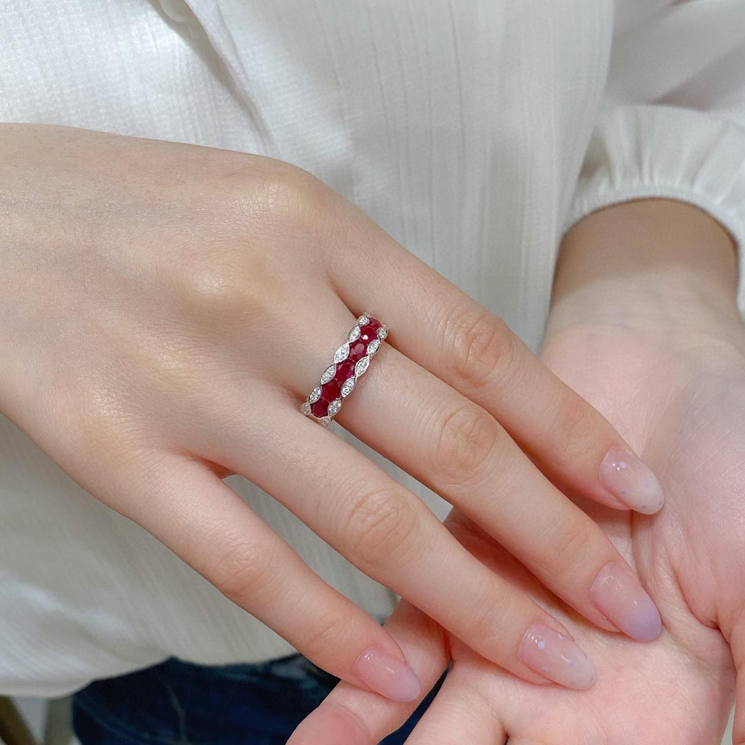 Natural Ruby Eternity Ring D1.04ct d0.17ct Diamond Band – 18K Gold