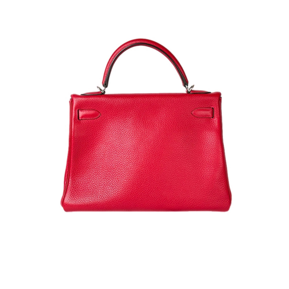 Hermes Kelly 32cm Bag Red/Silver Togo