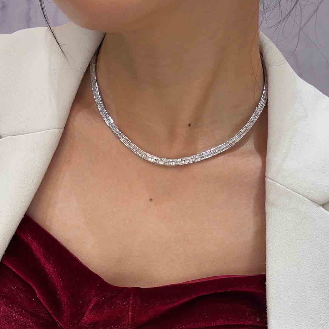 Natural White Diamond Necklace D6.80ct,18K