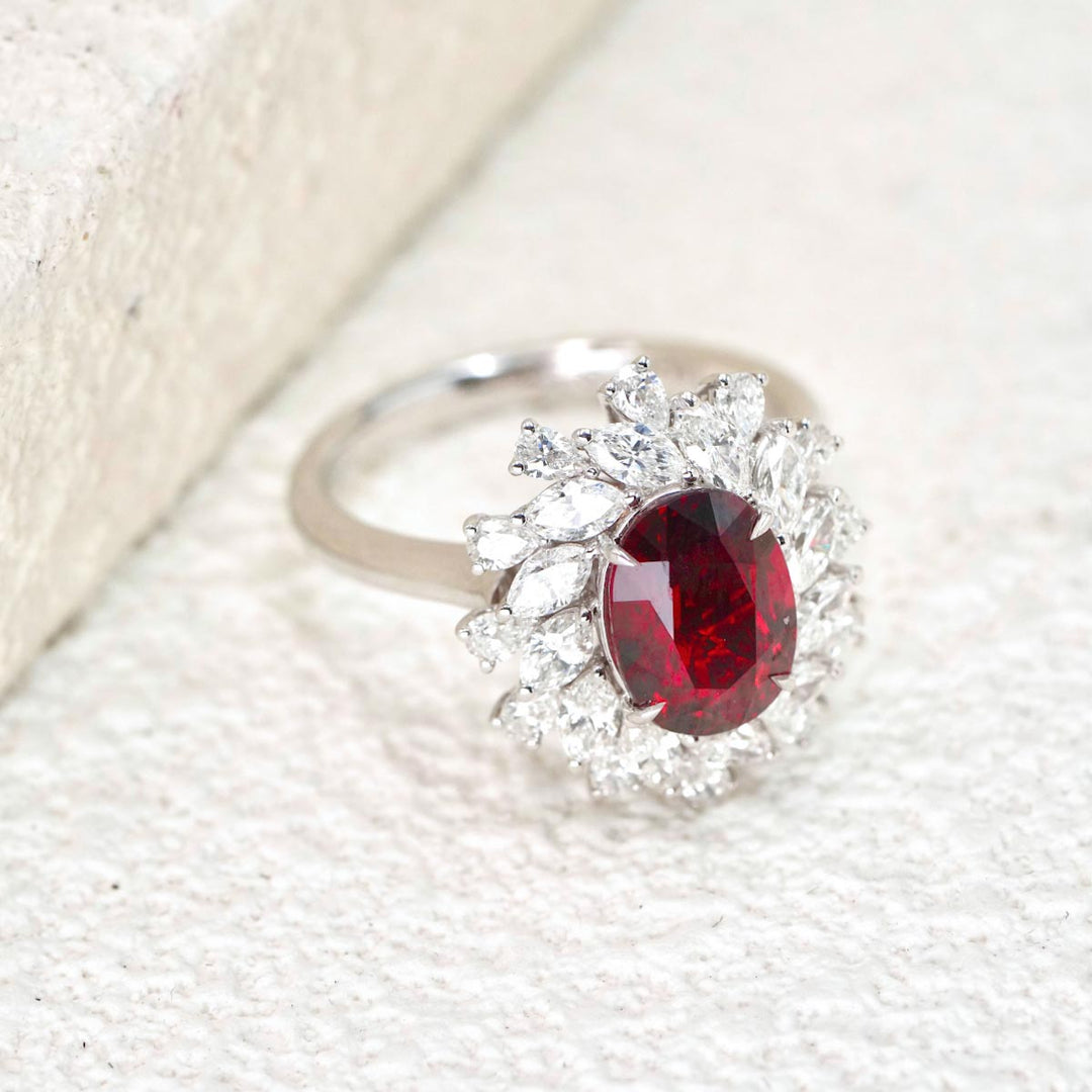 Natural Ruby Ring D:2.55ct d:1.39ct Pigeon Blood NO HEAT