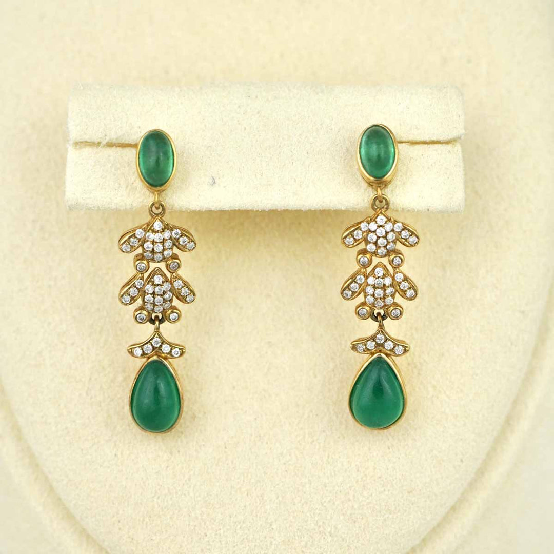 Natural Columbia Emerald Diamond Earrings D2.16ct. 18K VVG