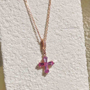 Natural Pink Sapphire Diamond Necklace D0.62ct d0.02ct. 18K