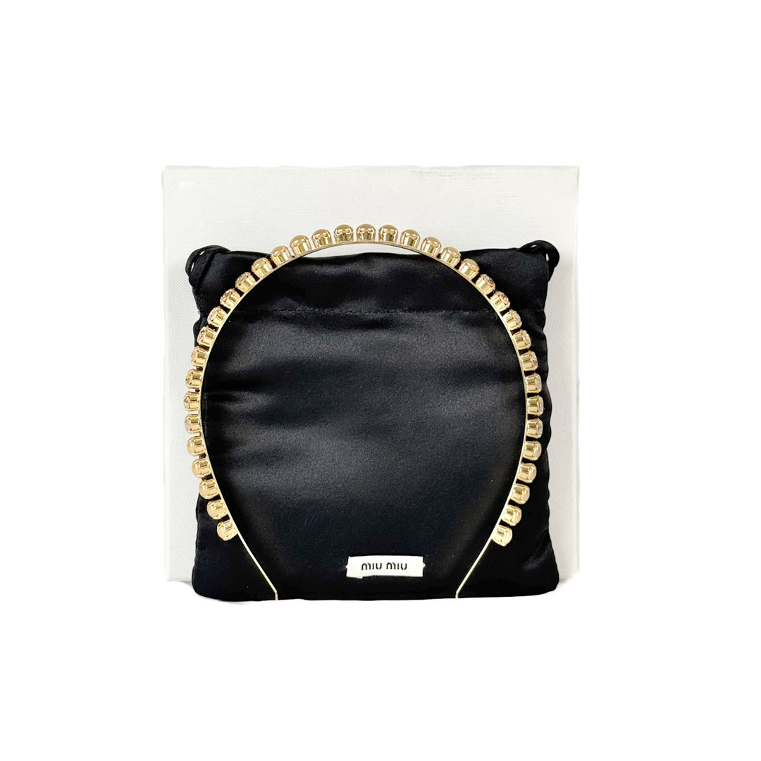 Miumiu Gold Crystal & Pearl Headband