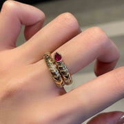 Mozambique Ruby Diamond Ring 18K Gold Pigeon Blood - Jiaxyk