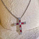 Ruby Cross Necklace 18K Pigeon Blood - Jiaxyk